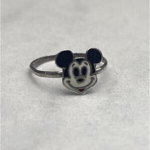 Vintage Disney Sterling Silver Mexico 925 Mickey Mouse 60s Enamel Ring Size 5.75